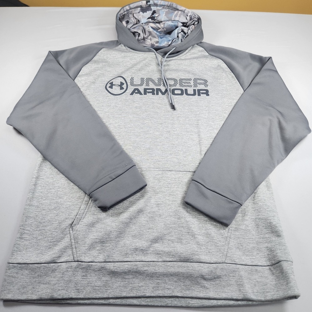 Under Armour Hoodie Mens XL Gray ColdGear Loose Storm Pullover Sweatshirt